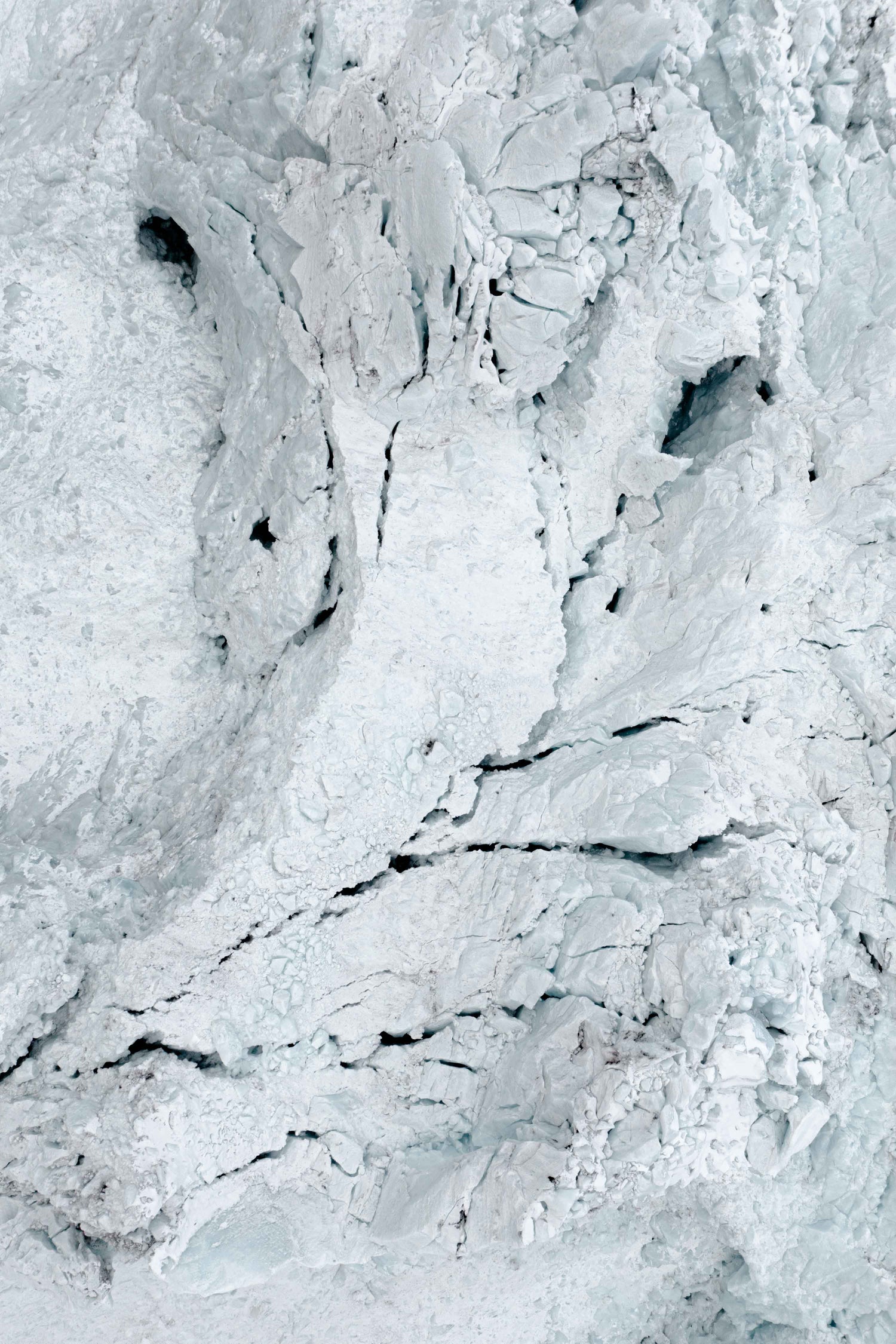 Glacial crack patterns created over time